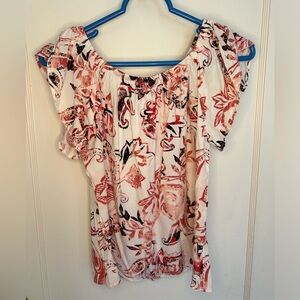 White House Black Market Outlet Paisley Off the shoulder blouse XS